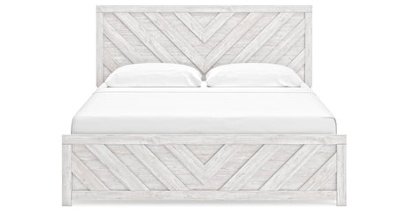Cayboni King Panel Bed with Dresser and Nightstand in Whitewash from Ashley - Luna Furniture
