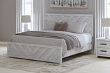 Cayboni King Panel Bed with Mirrored Dresser and 2 Nightstands in Whitewash from Ashley Furniture - Luna Furniture