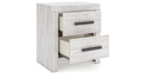 Cayboni Queen Panel Bed with Mirrored Dresser and 2 Nightstands in Whitewash from Ashley Furniture - Luna Furniture