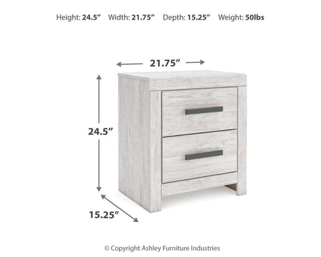 Cayboni Full Panel Bed with Mirrored Dresser in Whitewash from Ashley - Luna Furniture