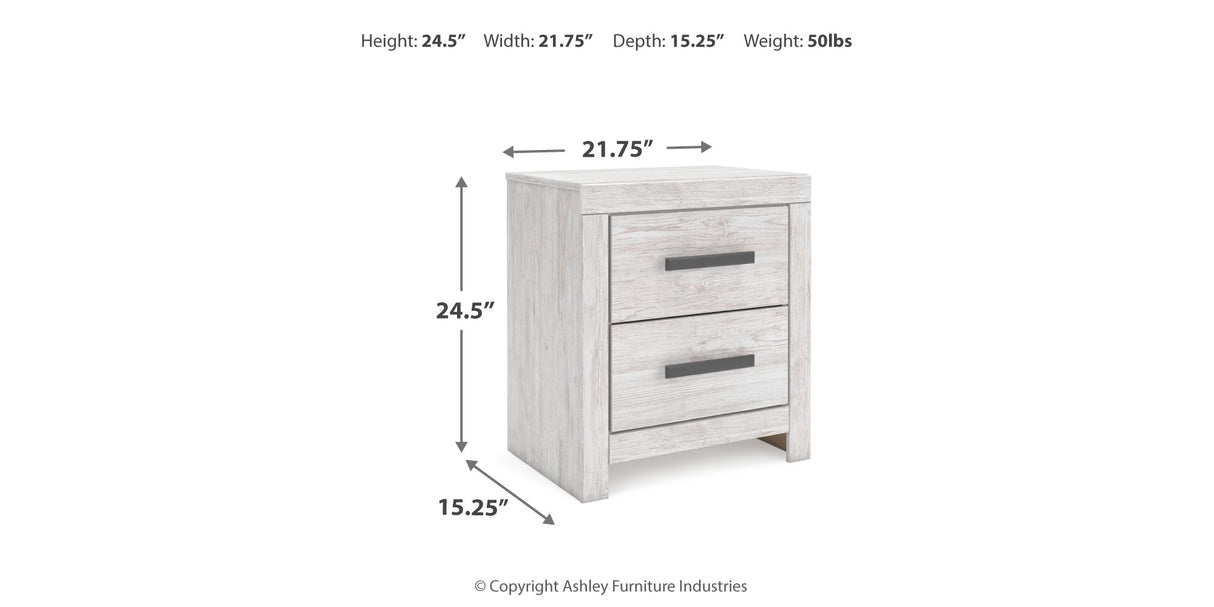 Cayboni King Panel Bed with 2 Nightstands in Whitewash from Ashley Furniture - Luna Furniture