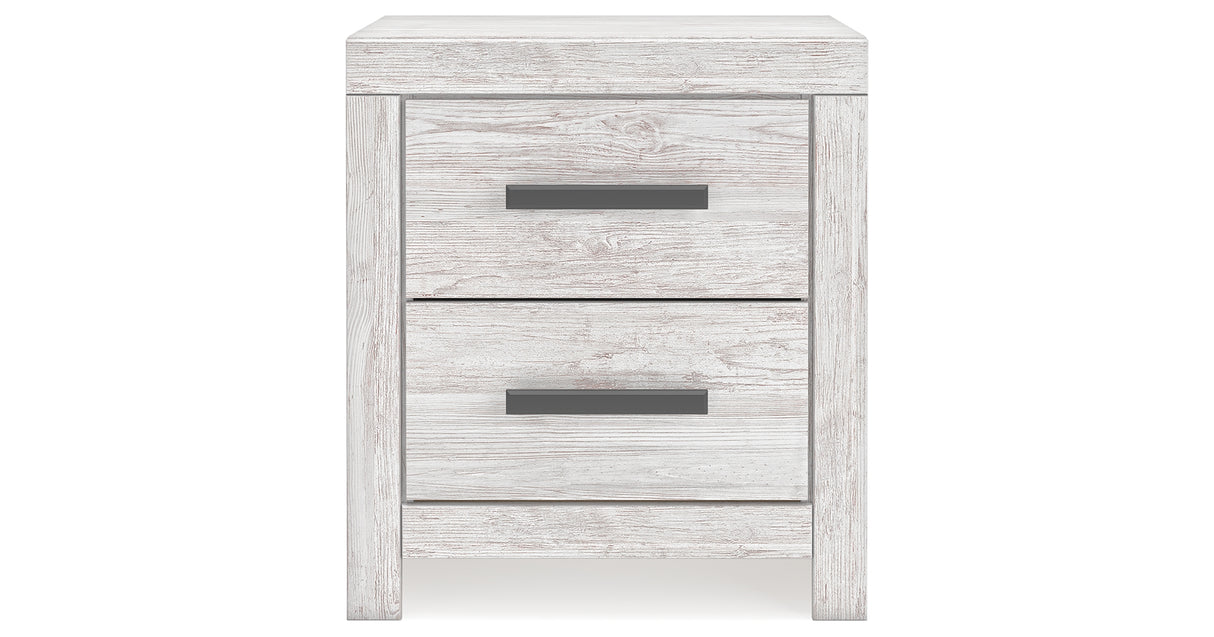 Cayboni Queen Panel Bed with 2 Nightstands in Whitewash from Ashley Furniture - Luna Furniture