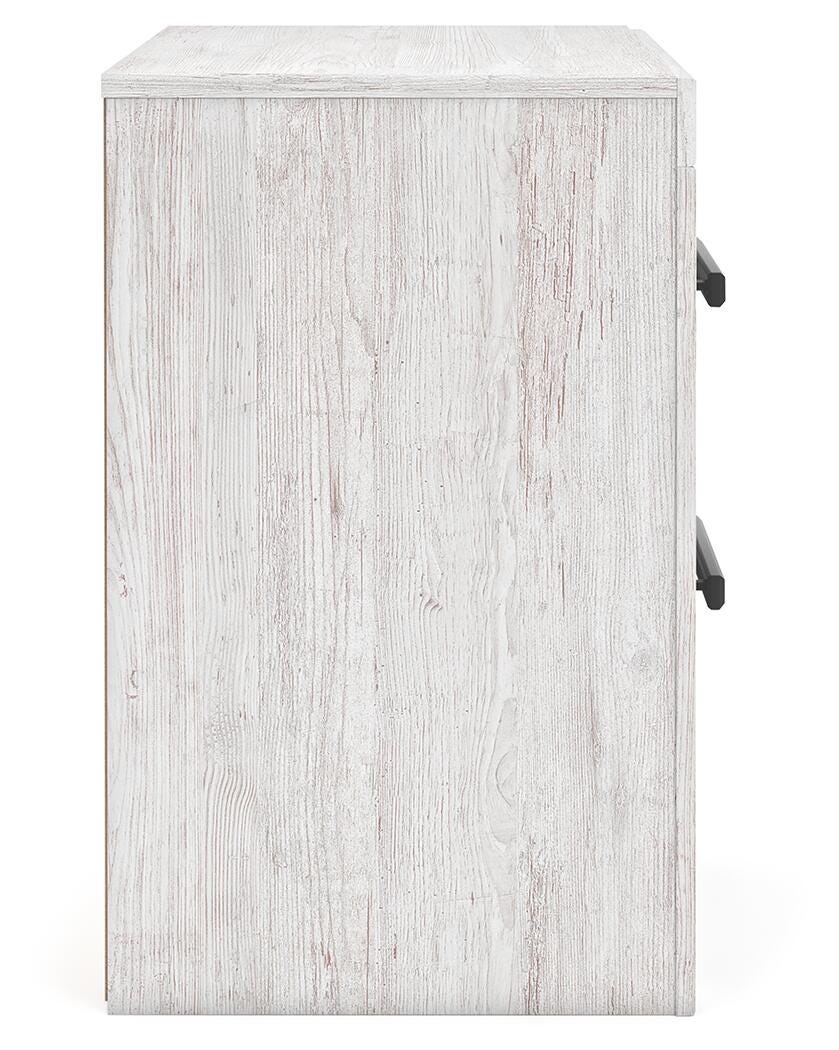Cayboni Full Panel Bed with Mirrored Dresser in Whitewash from Ashley - Luna Furniture