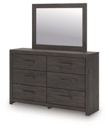 Prendonea Dark Charcoal King Panel Bed, Dresser, Mirror and Nightstand from Ashley - Luna Furniture