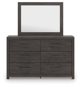 Prendonea Dark Charcoal Queen Panel Bed, Dresser, Mirror and Nightstand from Ashley - Luna Furniture