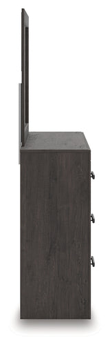 Prendonea Dark Charcoal Queen Panel Bed, Dresser, Mirror and Nightstand from Ashley - Luna Furniture