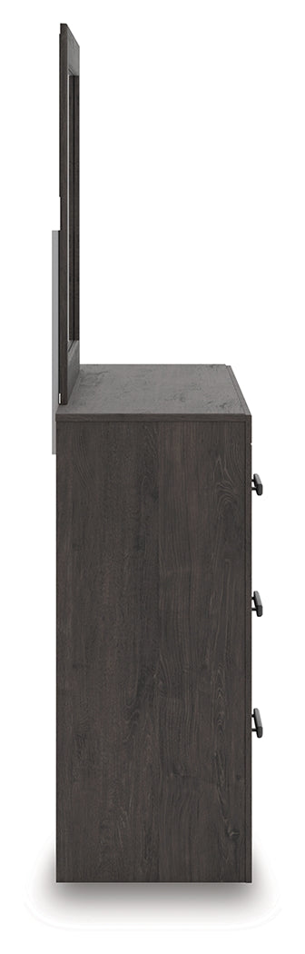 Prendonea Dark Charcoal Queen Panel Bed, Dresser, Mirror and Nightstand from Ashley - Luna Furniture
