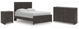 Prendonea Dark Charcoal Queen Panel Bed, Dresser and Nightstand from Ashley - Luna Furniture
