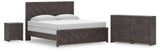 Prendonea Charcoal King Panel Bed, Dresser and Nightstand