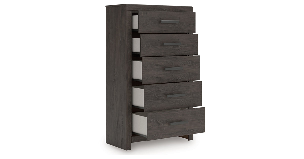 Prendonea Charcoal Chest of Drawers from Ashley - Luna Furniture