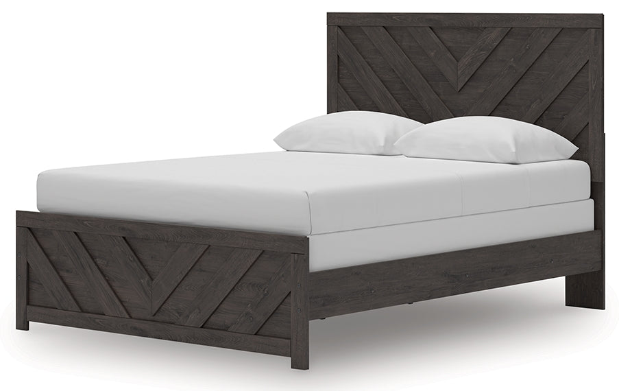 Prendonea Dark Charcoal Queen Panel Bed, Dresser, Mirror and Nightstand from Ashley - Luna Furniture