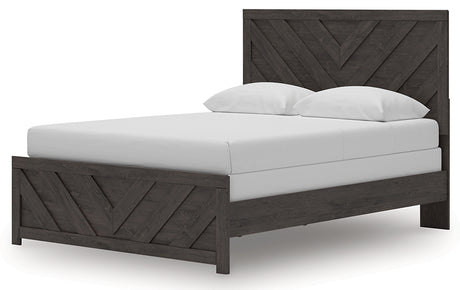 Prendonea Dark Charcoal Queen Panel Bed, Dresser, Mirror and Nightstand from Ashley - Luna Furniture