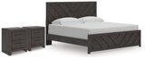 Prendonea Charcoal King Panel Bed and 2 Nightstands from Ashley - Luna Furniture