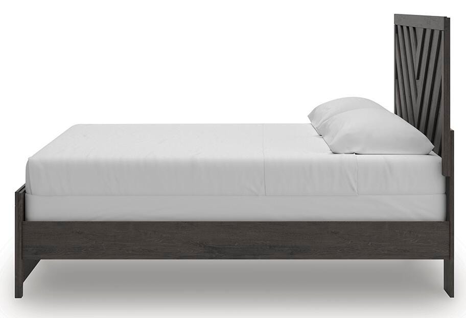 Prendonea Charcoal King Panel Bed, Dresser and Nightstand