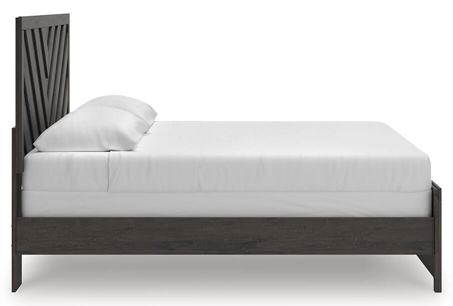 Prendonea Dark Charcoal King Panel Bed, Dresser, Mirror and Nightstand from Ashley Furniture - Luna Furniture