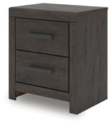 Prendonea Dark Charcoal Queen Panel Bed, Dresser, Mirror and Nightstand from Ashley Furniture - Luna Furniture