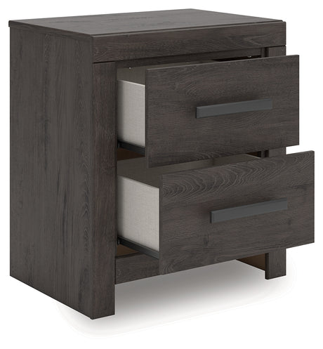 Prendonea Dark Charcoal King Panel Bed, Dresser, Mirror and Nightstand from Ashley - Luna Furniture