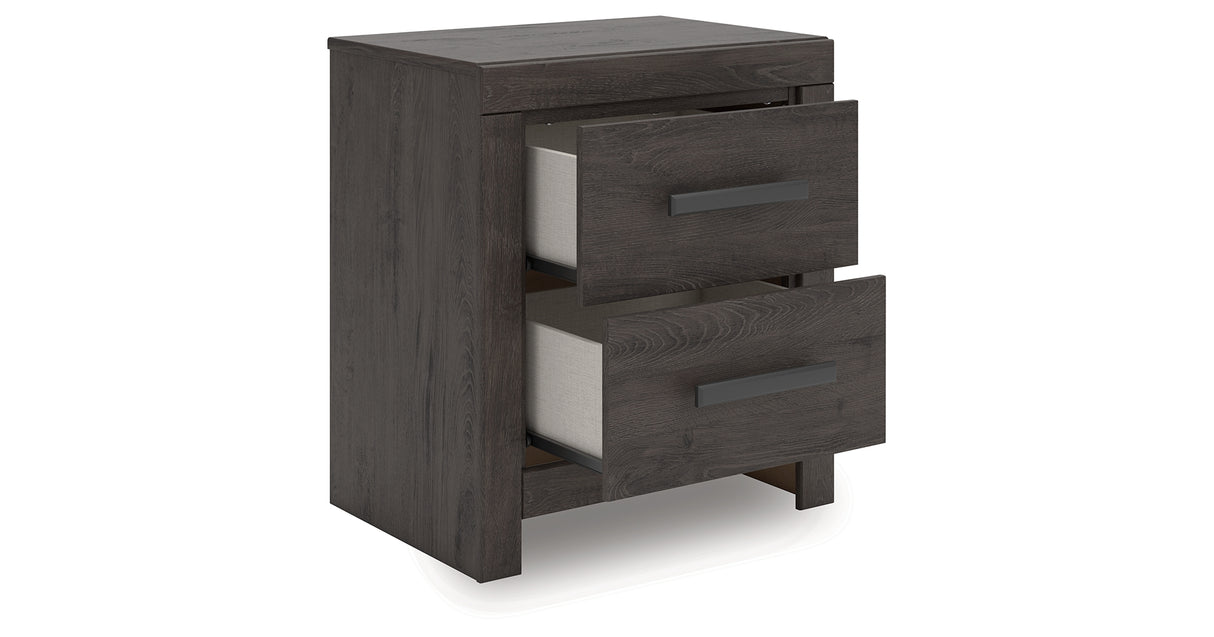 Prendonea Charcoal King Panel Bed and 2 Nightstands from Ashley - Luna Furniture