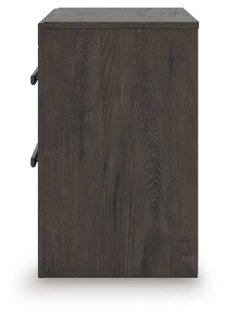 Prendonea Dark Charcoal Queen Panel Bed, Dresser, Mirror and Nightstand from Ashley Furniture - Luna Furniture