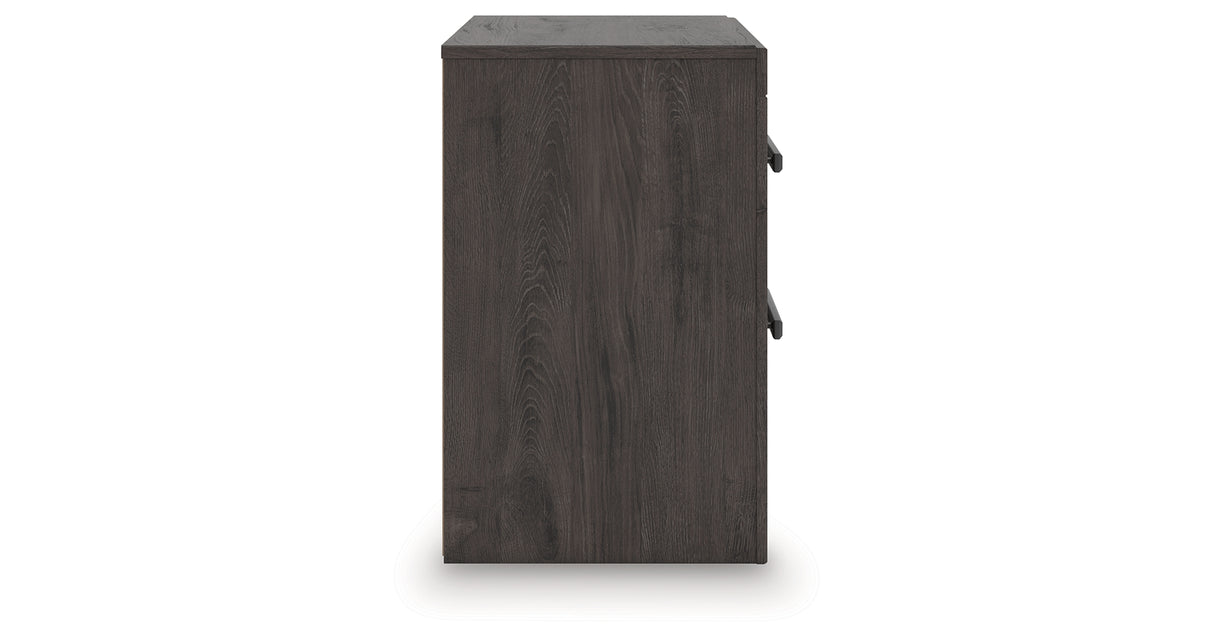 Prendonea Dark Charcoal King Panel Bed, Dresser, Mirror and Nightstand from Ashley - Luna Furniture