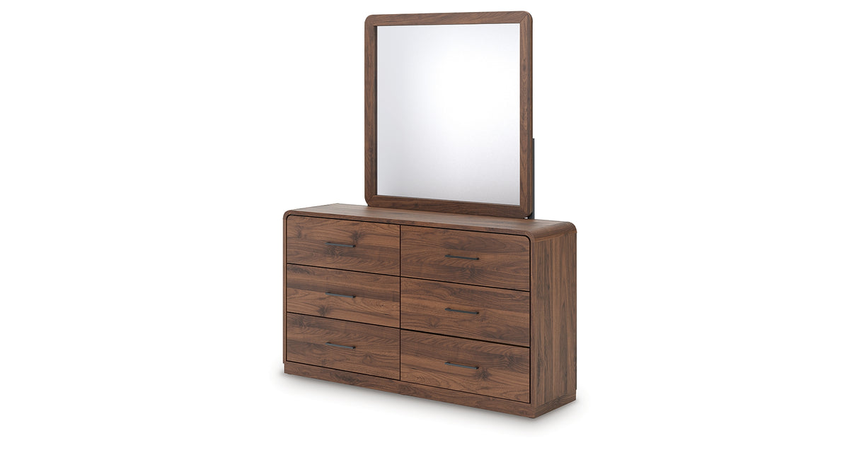 Fortlorn Walnut Brown Dresser and Mirror from Ashley Furniture - Luna Furniture