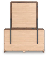Fortlorn Walnut Brown King Panel Bed, Dresser, Mirror and Nightstand from Ashley - Luna Furniture