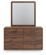 Fortlorn Walnut Brown King Panel Bed, Dresser, Mirror and Nightstand from Ashley - Luna Furniture