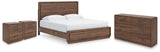 Fortlorn Walnut King Panel Bed, Dresser and 2 Nightstands from Ashley - Luna Furniture