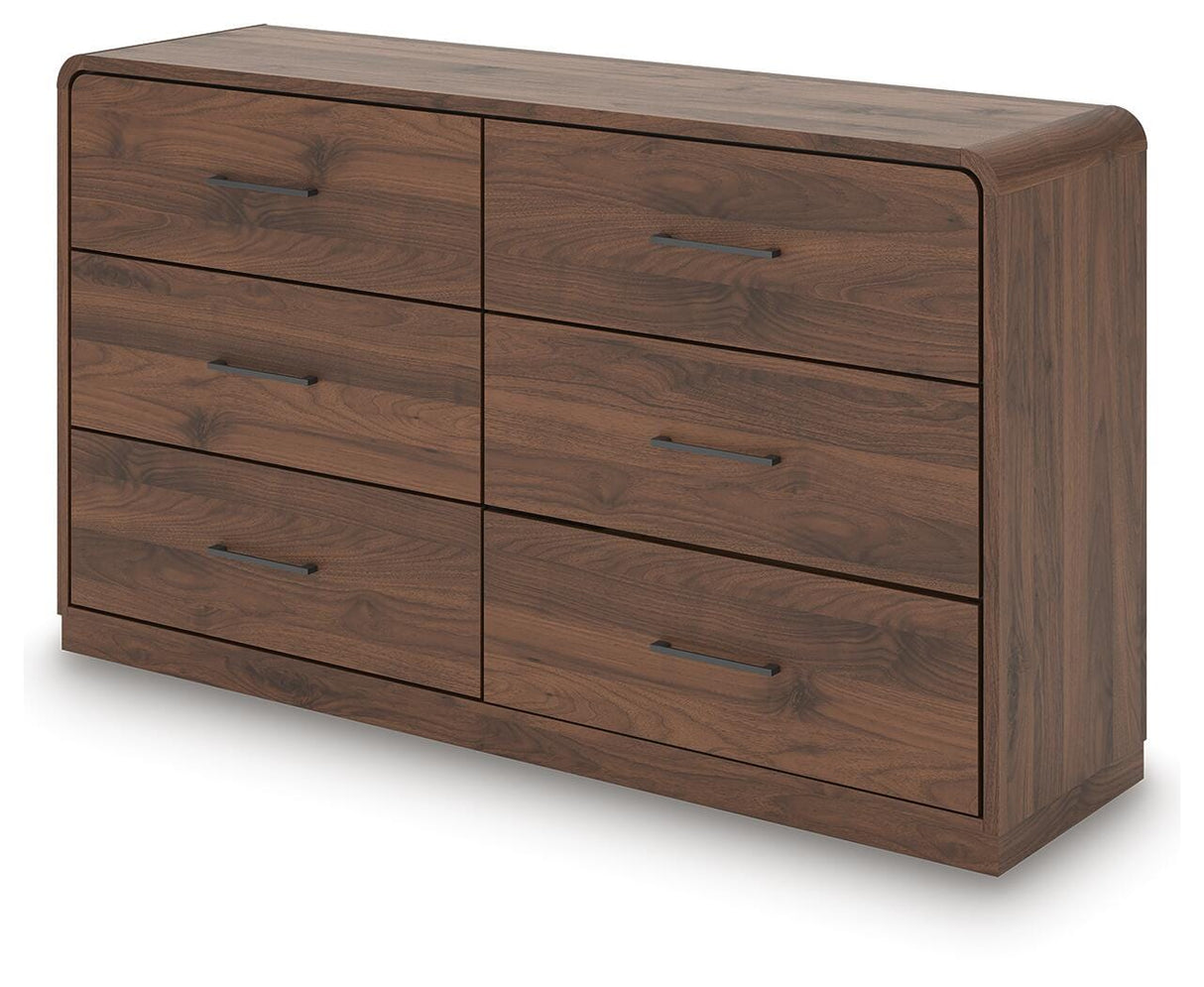 Fortlorn Walnut King Panel Bed, Dresser and 2 Nightstands from Ashley - Luna Furniture