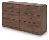 Fortlorn Walnut King Panel Bed, Dresser and 2 Nightstands from Ashley - Luna Furniture