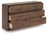 Fortlorn Walnut King Panel Bed, Dresser and 2 Nightstands from Ashley - Luna Furniture