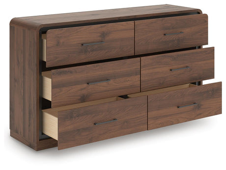 Fortlorn Walnut King Panel Bed, Dresser and 2 Nightstands from Ashley - Luna Furniture