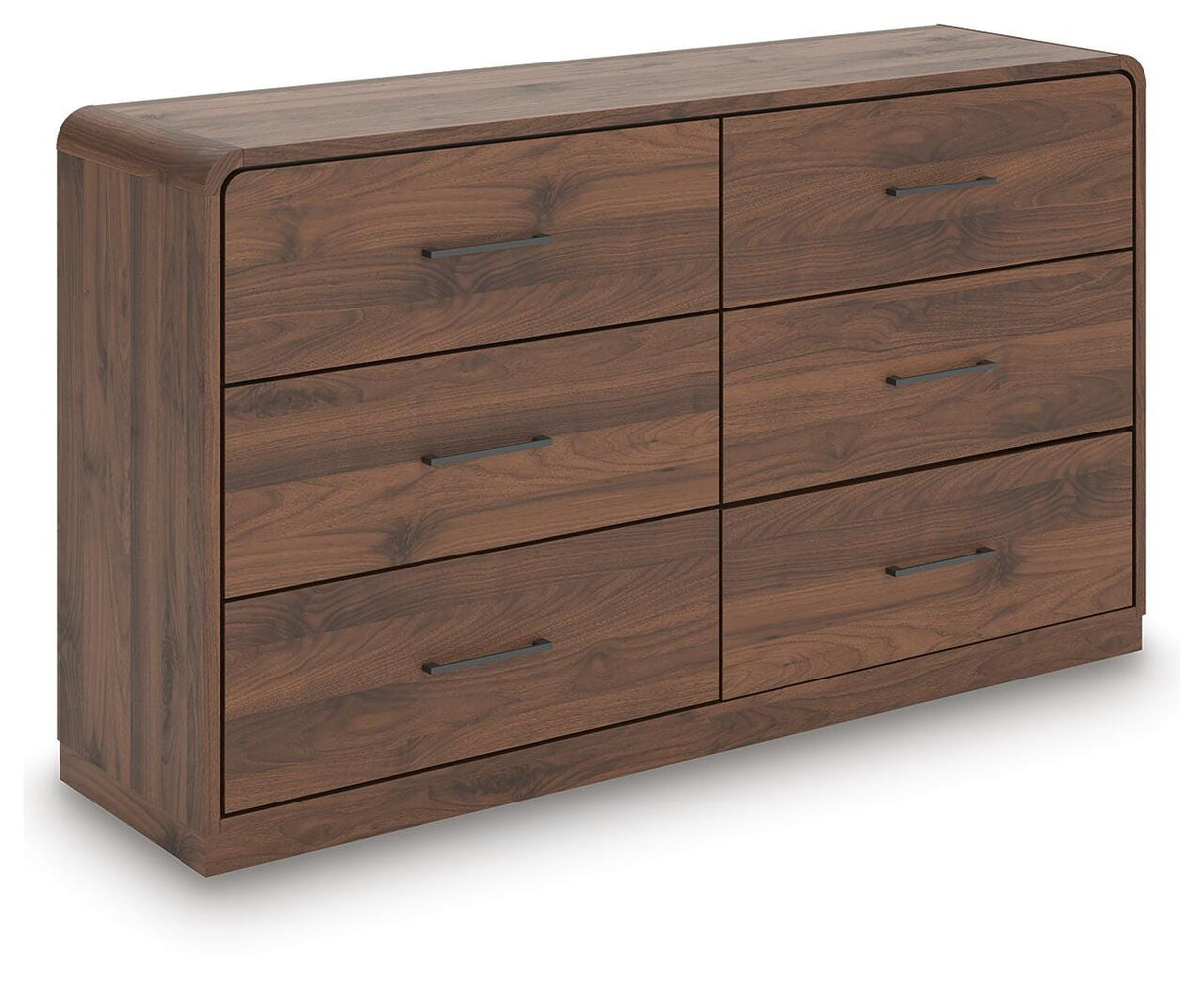 Fortlorn Walnut King Panel Bed, Dresser and 2 Nightstands from Ashley - Luna Furniture