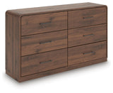 Fortlorn Walnut King Panel Bed, Dresser and 2 Nightstands from Ashley - Luna Furniture