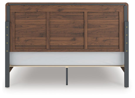 Fortlorn Walnut Brown King Panel Bed, Dresser, Mirror and Nightstand from Ashley - Luna Furniture