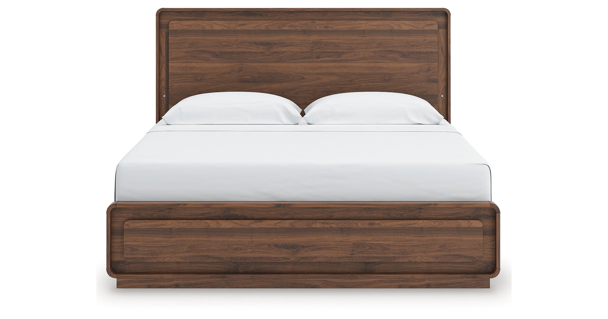 Fortlorn Walnut King Panel Bed, Dresser and 2 Nightstands from Ashley - Luna Furniture