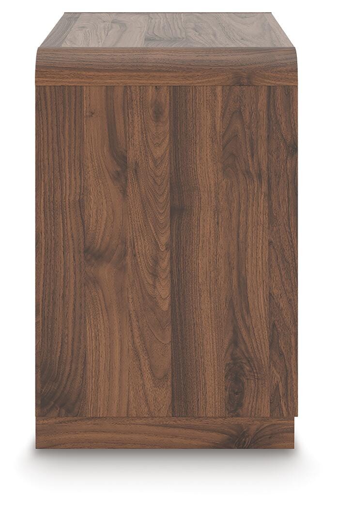 Fortlorn Walnut Brown King Panel Bed, Dresser, Mirror and Nightstand from Ashley - Luna Furniture