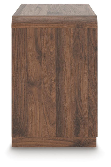 Fortlorn Walnut Brown King Panel Bed, Dresser, Mirror and Nightstand from Ashley - Luna Furniture