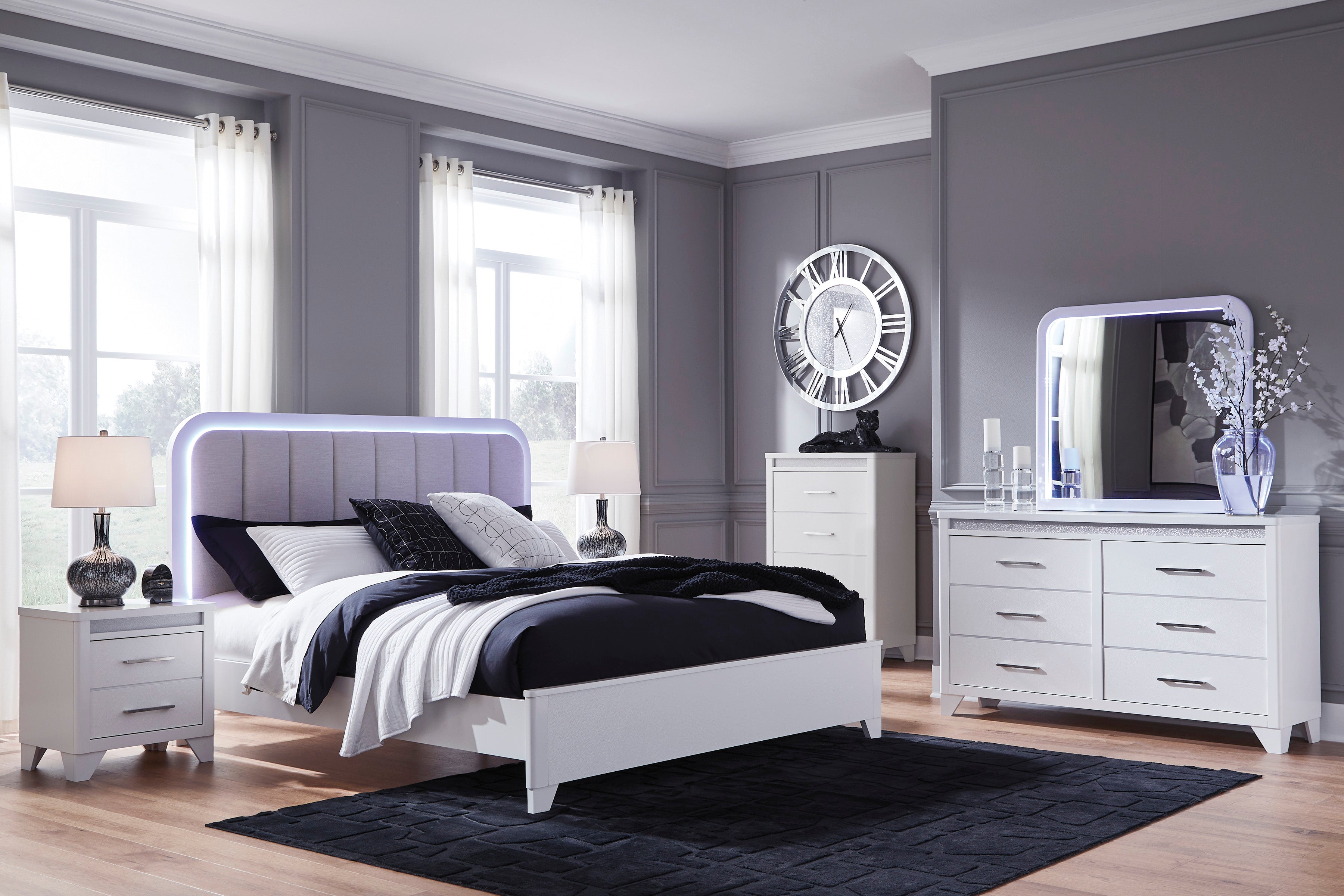 Ashley Jarlee White Upholstered Panel Bedroom Set – Luna Furniture