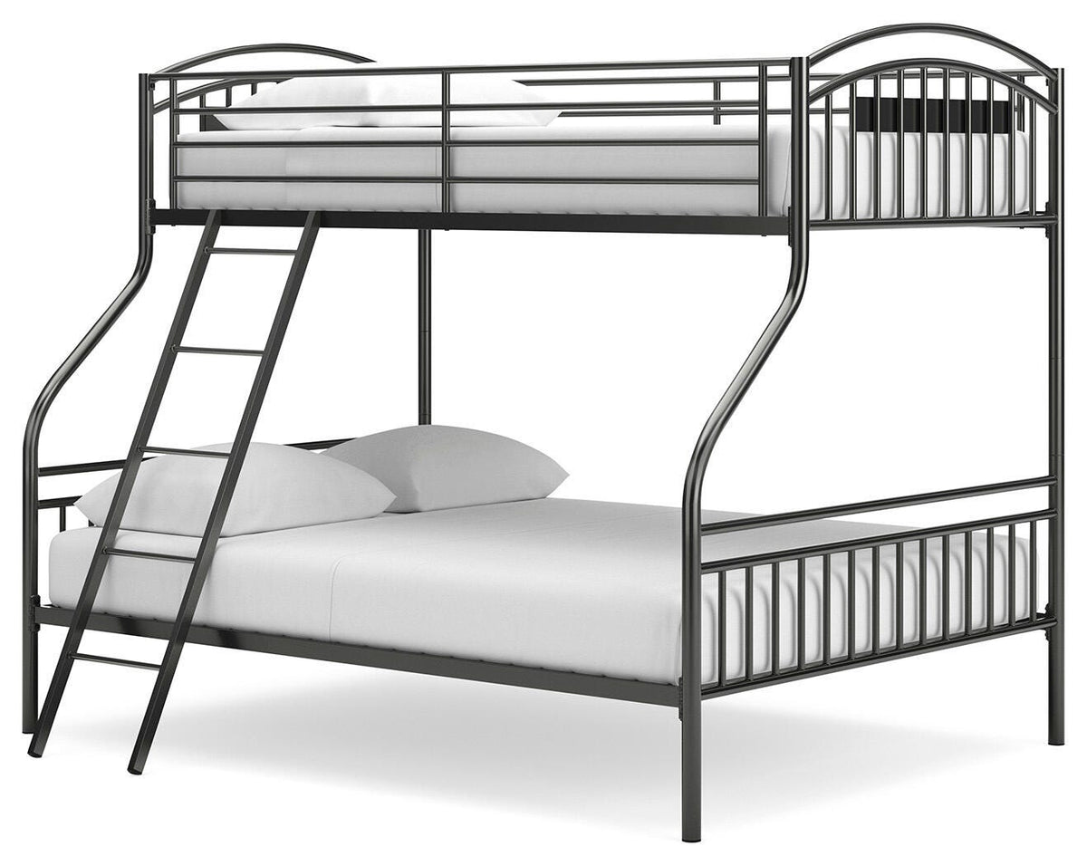 Lanceburg Gray Twin over Full Bunk Bed with Ladder from Ashley - Luna Furniture
