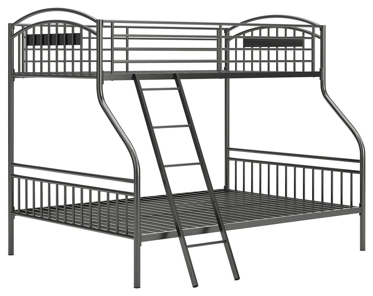 Lanceburg Gray Twin over Full Bunk Bed with Ladder from Ashley - Luna Furniture