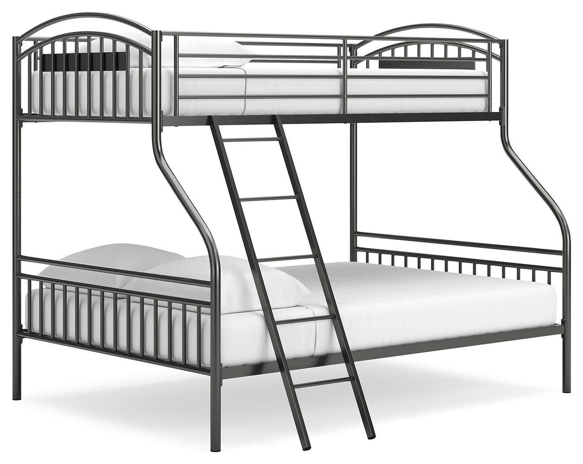 Lanceburg Gray Twin over Full Bunk Bed with Ladder from Ashley - Luna Furniture