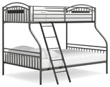 Lanceburg Gray Twin over Full Bunk Bed with Ladder from Ashley - Luna Furniture