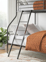 Lanceburg Gray Twin over Full Bunk Bed with Ladder from Ashley - Luna Furniture