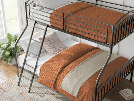 Lanceburg Gray Twin over Full Bunk Bed with Ladder from Ashley - Luna Furniture