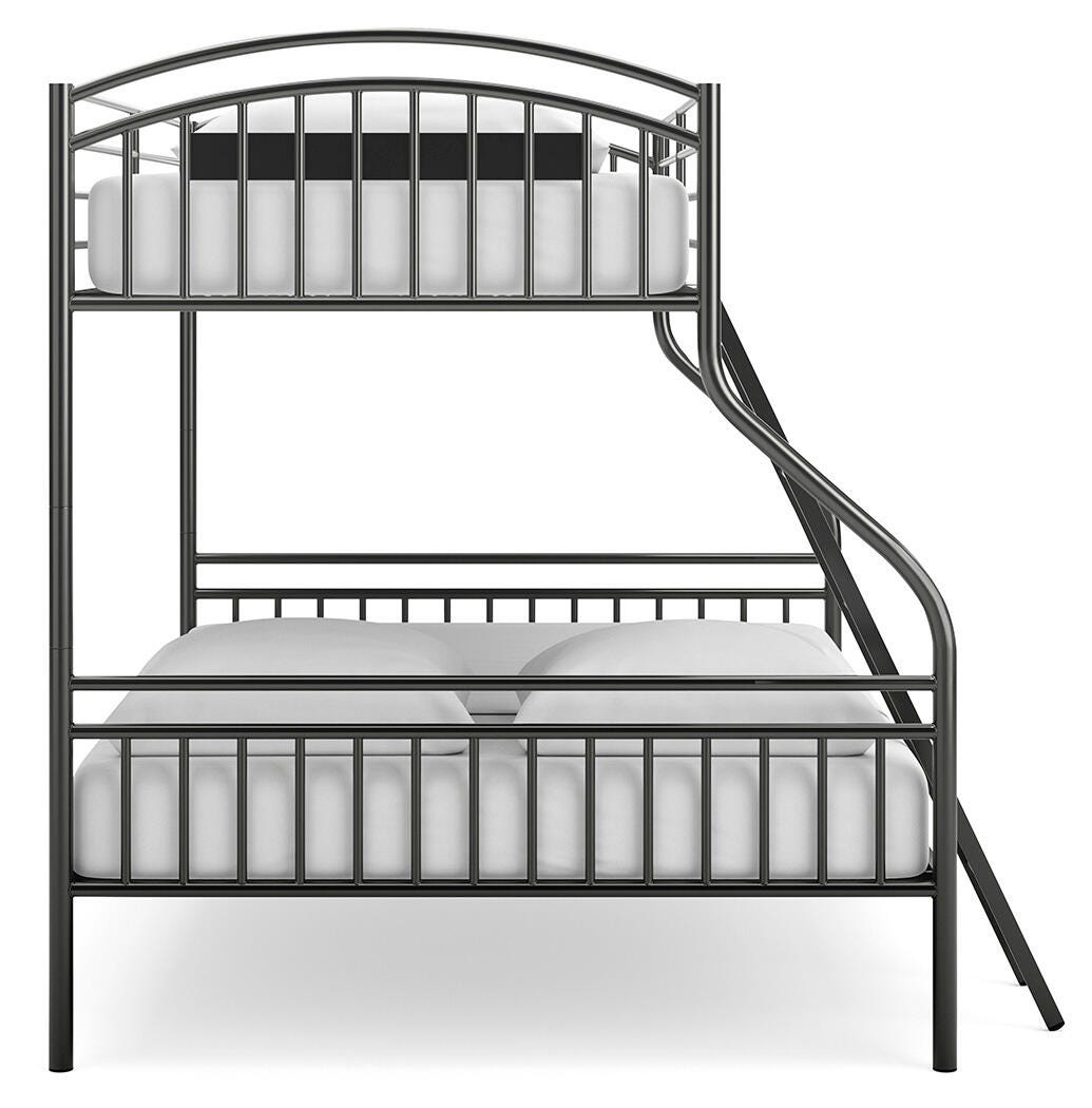 Lanceburg Gray Twin over Full Bunk Bed with Ladder from Ashley - Luna Furniture