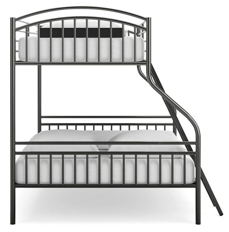 Lanceburg Gray Twin over Full Bunk Bed with Ladder from Ashley - Luna Furniture
