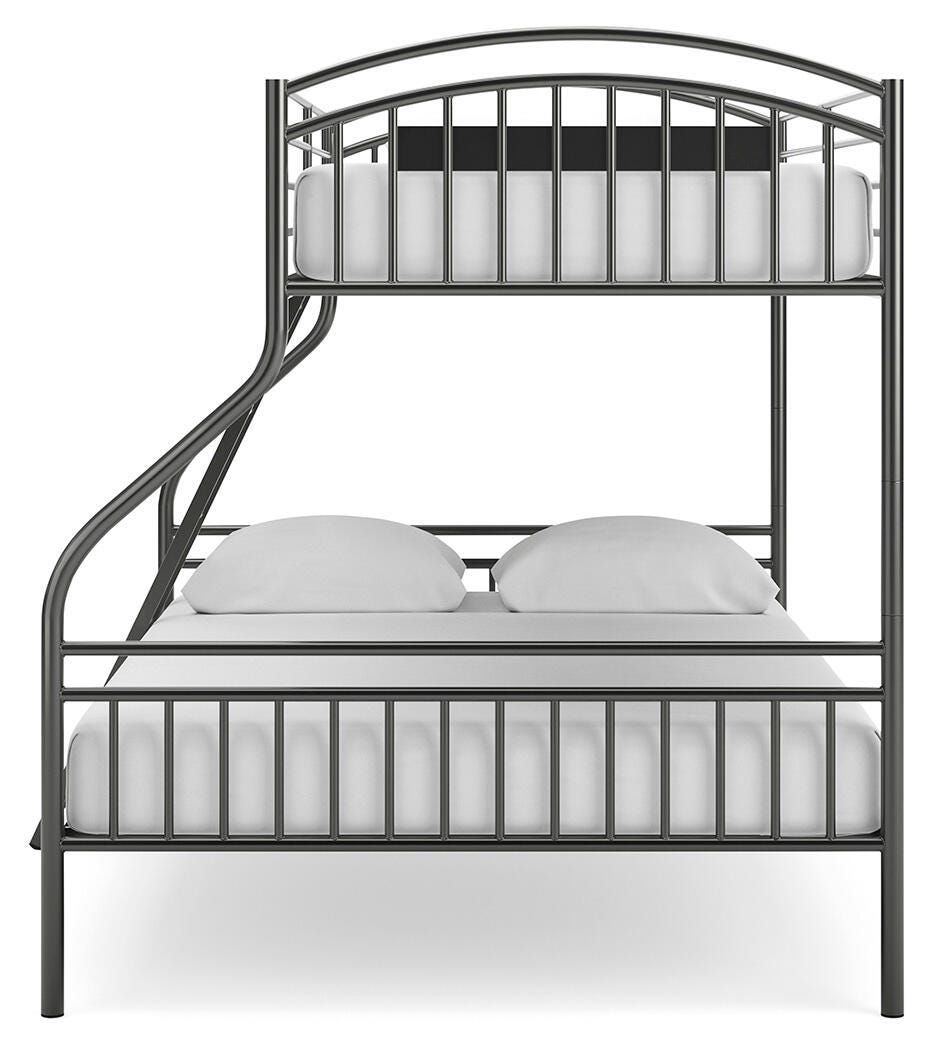 Lanceburg Gray Twin over Full Bunk Bed with Ladder from Ashley - Luna Furniture
