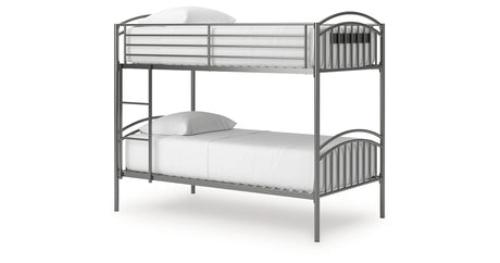 Lanceburg Gray Twin over Twin Bunk Bed and 2 Mattresses from Ashley Furniture - Luna Furniture