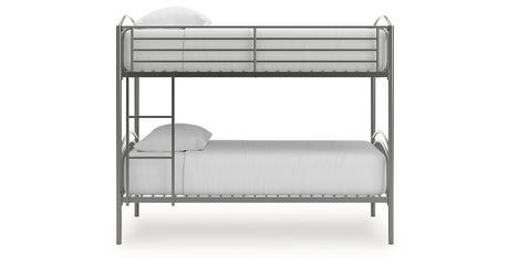 Lanceburg Gray Twin over Twin Bunk Bed and 2 Mattresses from Ashley Furniture - Luna Furniture